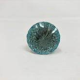 Vintage Victorian Style Glass Knob in Blue with Antique Brass Collar for Cabinets, Drawers, & Furniture with Classic Charm